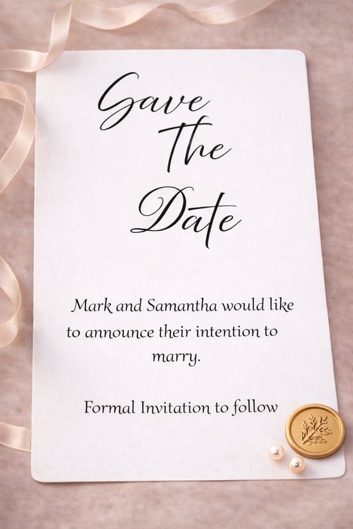 Luxury Save the Date Card Wedding Stationery White Minimal Elegant