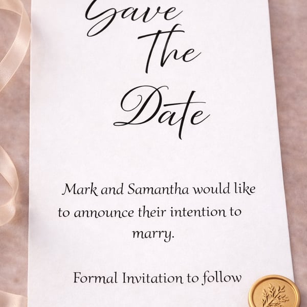 Luxury Save the Date Card Wedding Stationery White Minimal Elegant