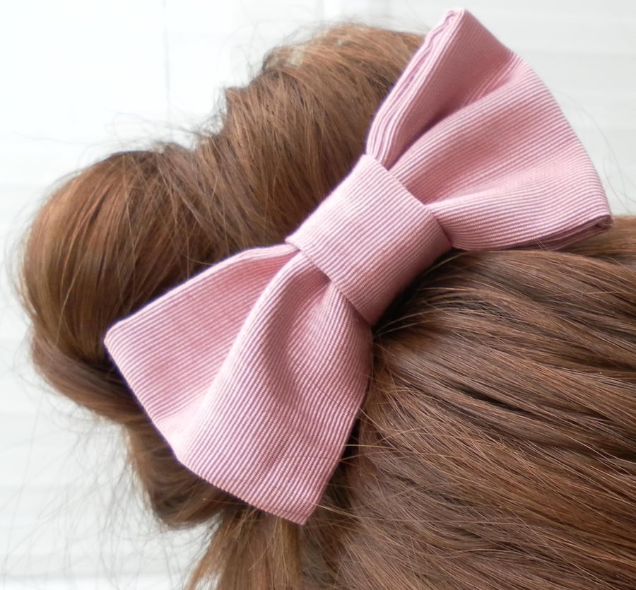 Dusty Pink Bow Hair Clip