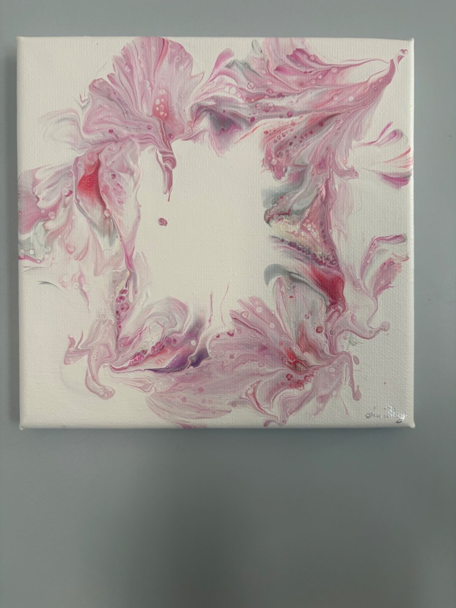 Original abstract acrylic wall art -coral bloom