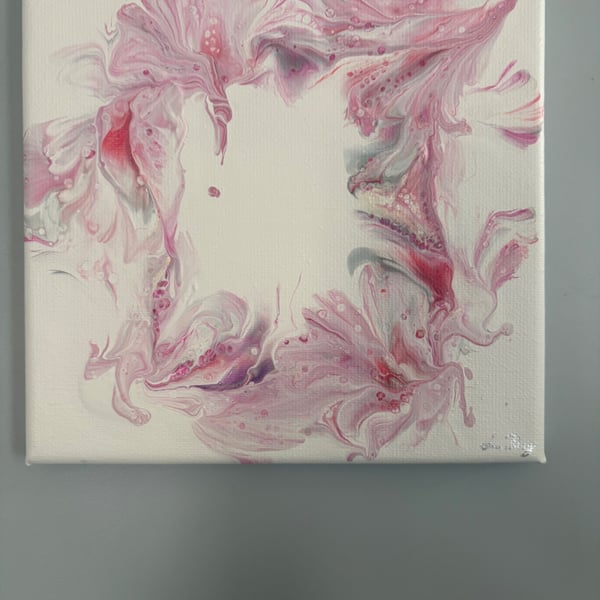 Original abstract acrylic wall art -coral bloom