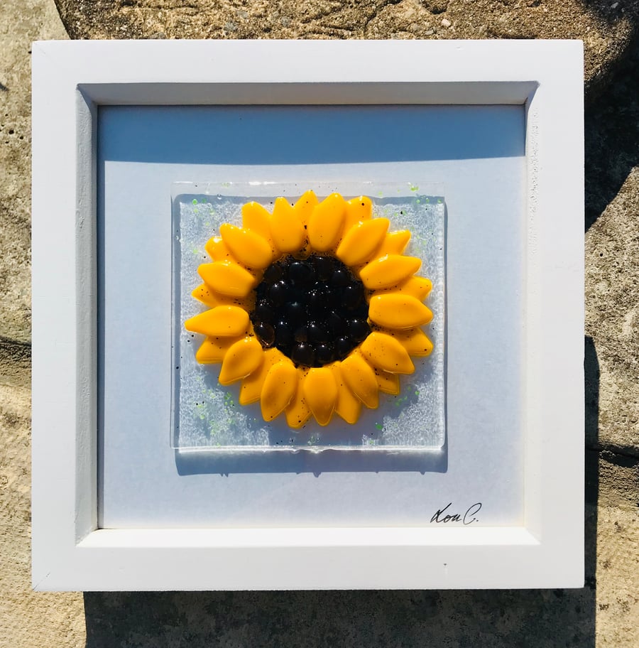 Fused glass sunflower picture 
