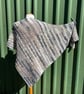 Asymmetrical Triangle Lace Crochet Wrap Shawl in Soft Neutral Tones Wool Blend - Image 3