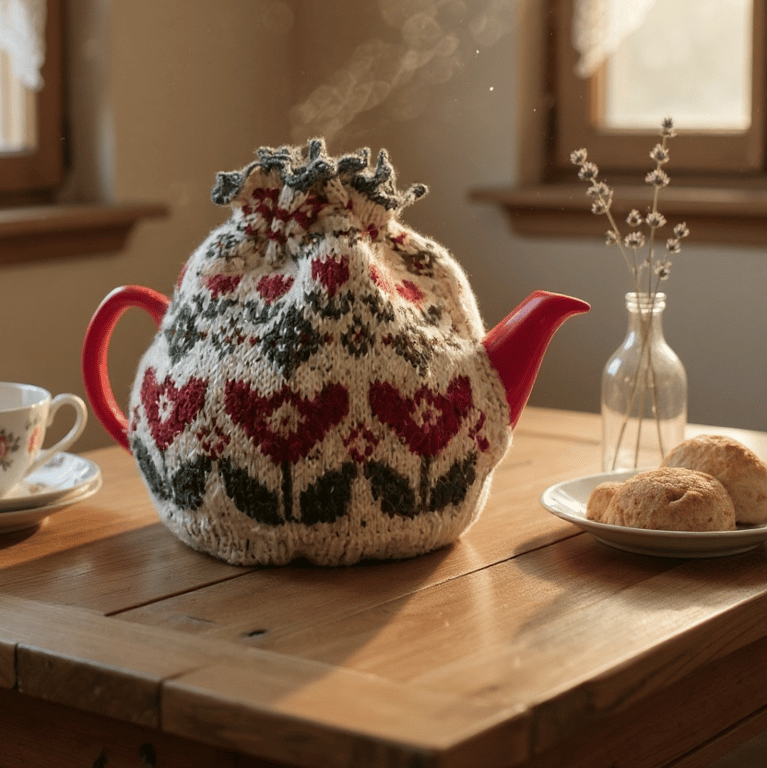 Tulip Tea and mug cosy knitting pattern 