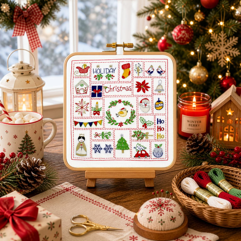 Christmas Advent Calendar Hand Embroidery PDF Pattern
