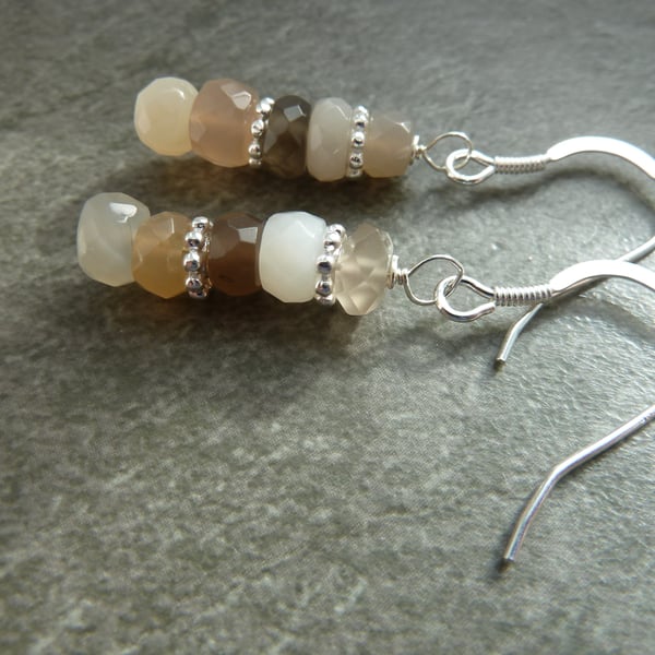 sterling silver earrings, moonstone gemstone jewellery