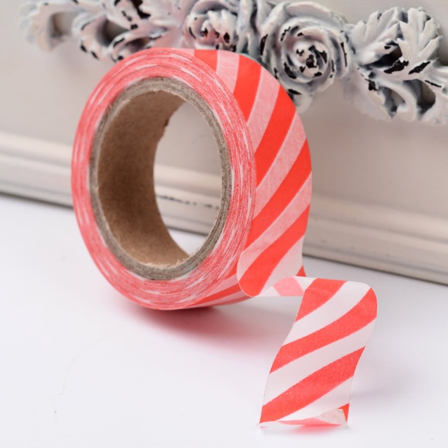 2 x Red Stripe, Candy stripe, Decorative Washi Tape, Cards, Crafts, 10m