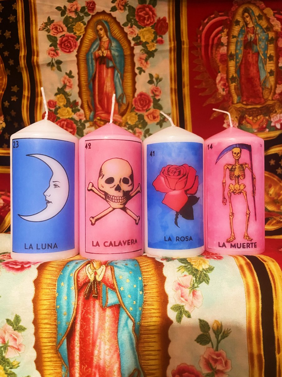 Four Kitsch La Loteria Mexican Scented Candles