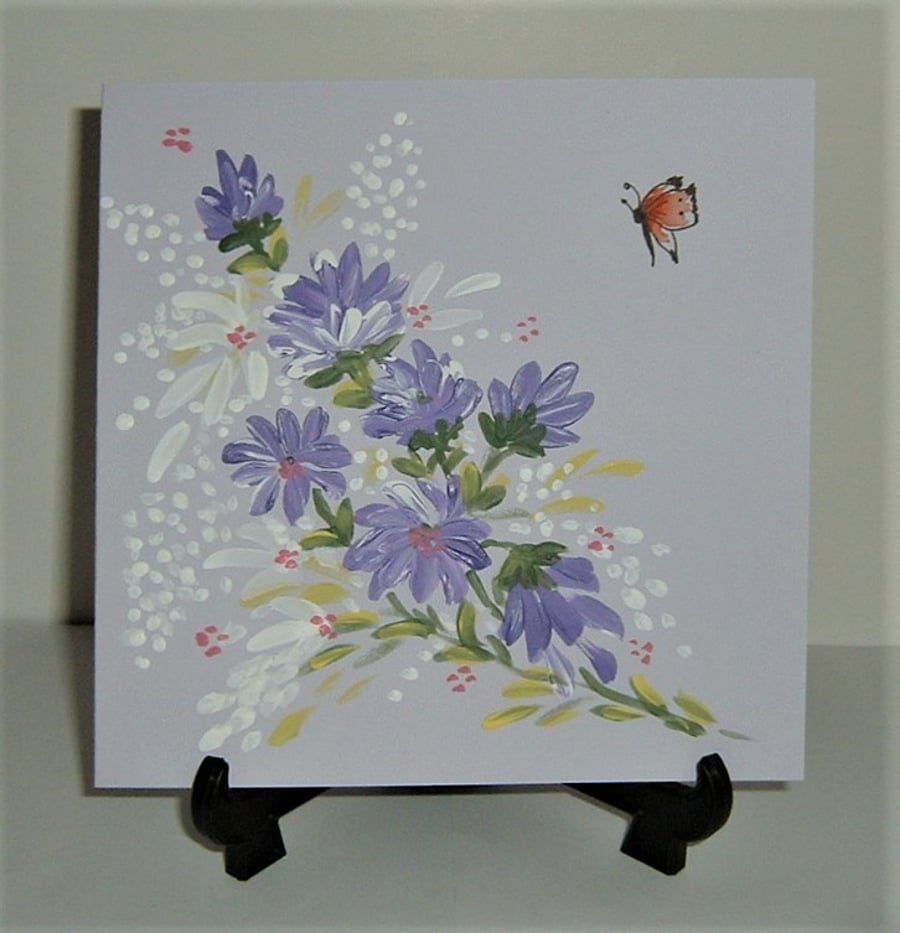 all occasion hand painted floral greetings card ( ref F 643)