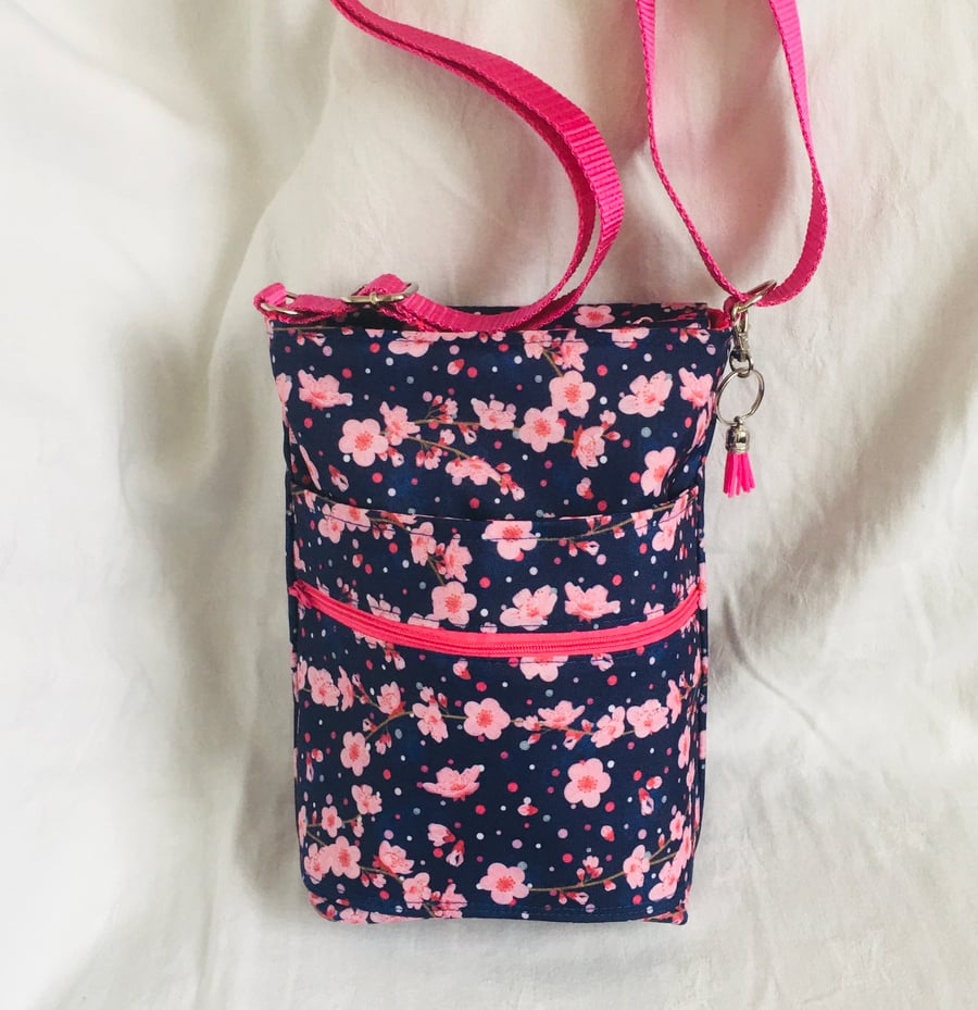 Blossom Crossbody Bag, Water Resistant Bag, Small Shoulder Bag, Gift Ideas.