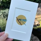 ACEO miniature insect artwork Dragonfly original tiny watercolour painting. 