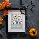 163 Cross Stitch Pattern All Hallows Eve Halloween Pumpkin Tree with Crow & Cats