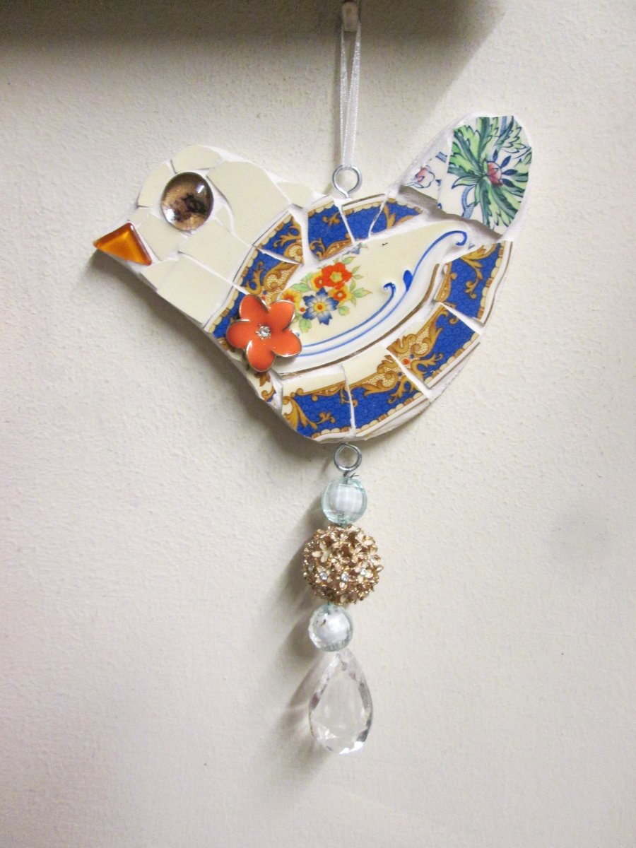 Mosaic Bird with a jewel