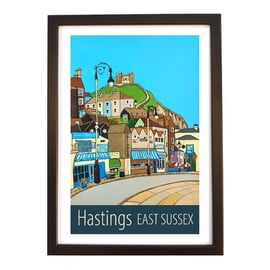 Hastings East Sussex travel poster print by Susie West