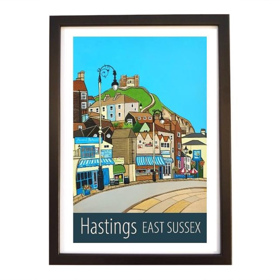 Hastings East Sussex travel poster print by Susie West