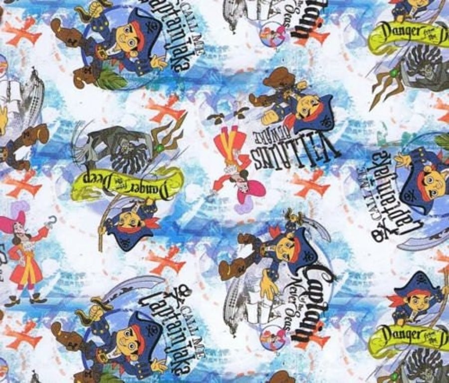 Fat Quarter Disney Jake And The Neverland Pirates Toss Cotton Quilting Fabric