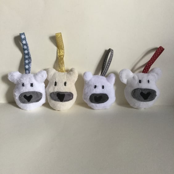 Polar Bear Head Hanging Decoration, Nursery Decor, Christmas