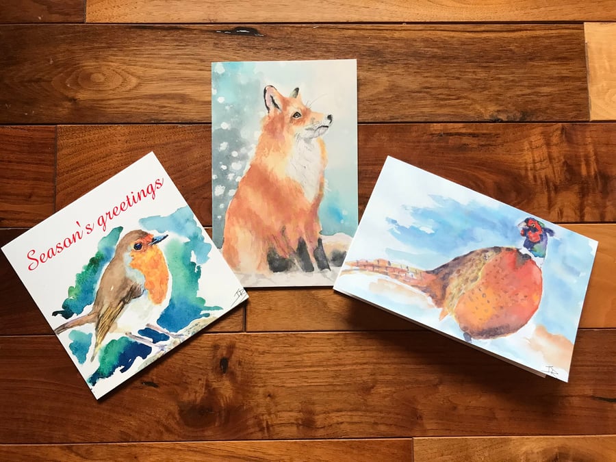 Pack of three artist designed Christmas cards
