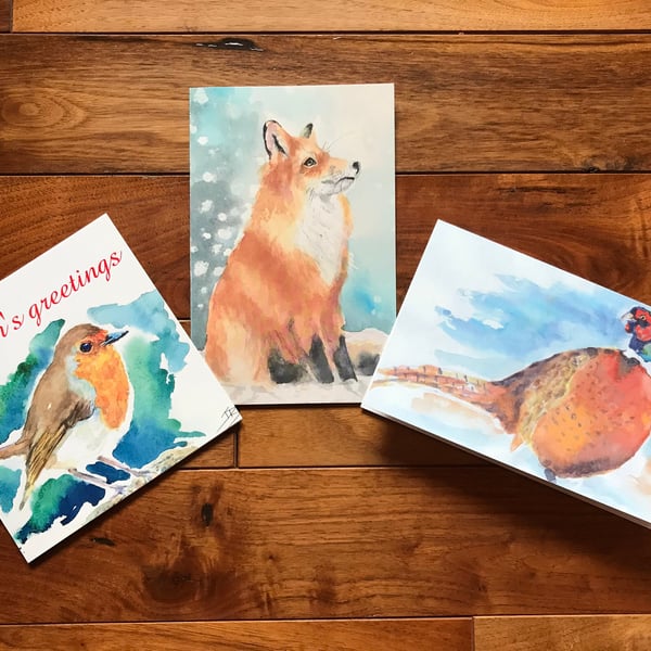 Pack of three artist designed Christmas cards