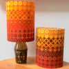 Yellow and Orange DECOPLUS Dots Circles MOD Vintage Fabric Lampshade 