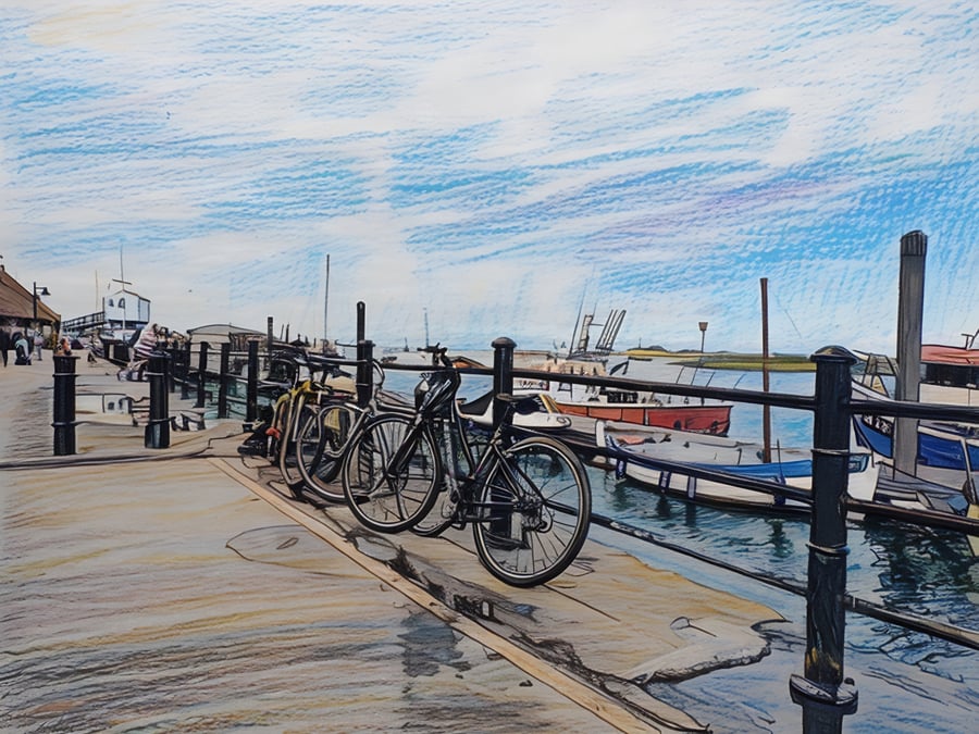 Bikes At Harbour Wells-Next-Sea Norfolk Greeting Card A5 
