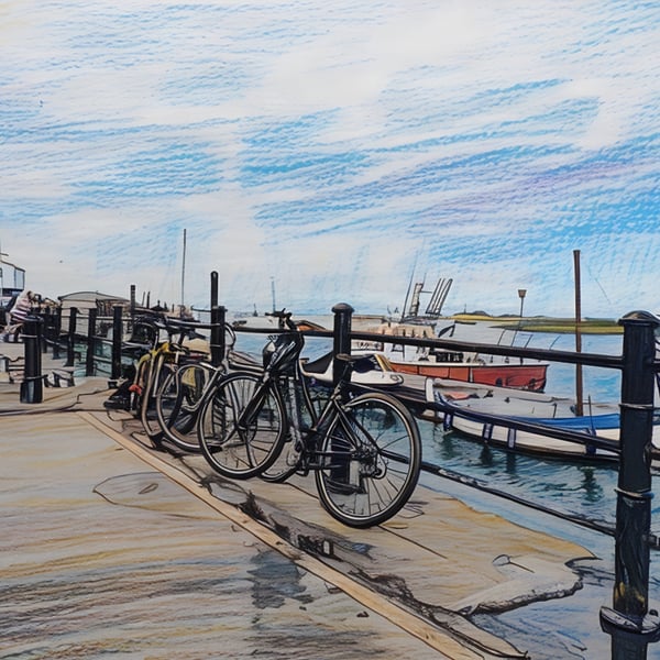 Bikes At Harbour Wells-Next-Sea Norfolk Greeting Card A5 