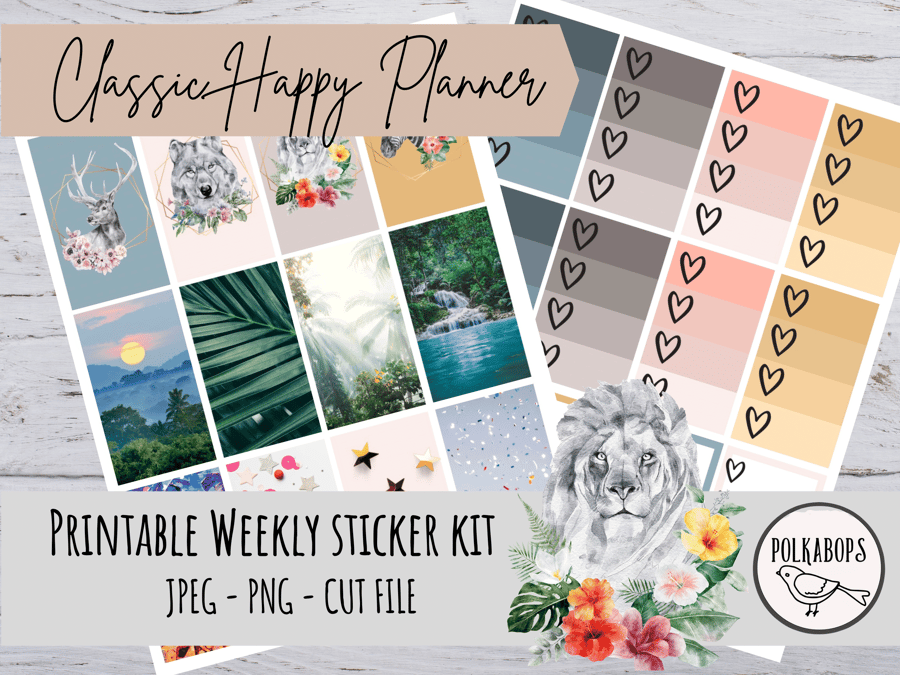 Classic Happy Planner Weekly Kit Vertical Planner Stickers Printable