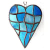 Patchwork Heart Suncatcher Stained Glass Handmade Turquoise 076