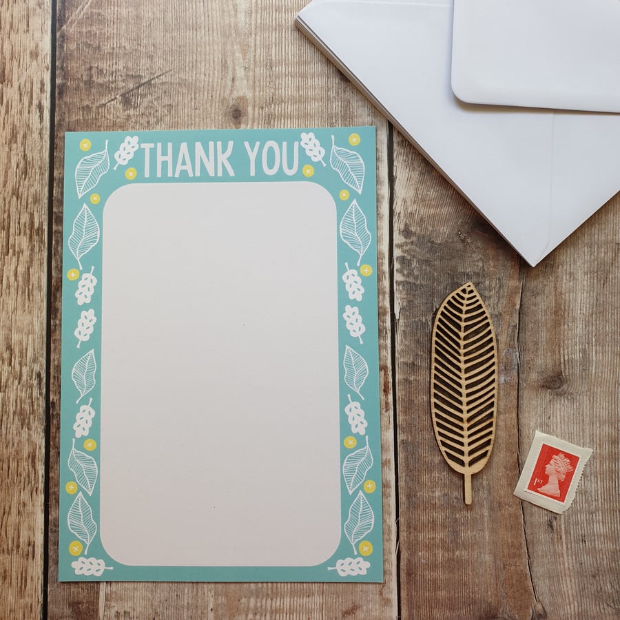 Beech and Oak Leaves A5 Thank You Letter Set