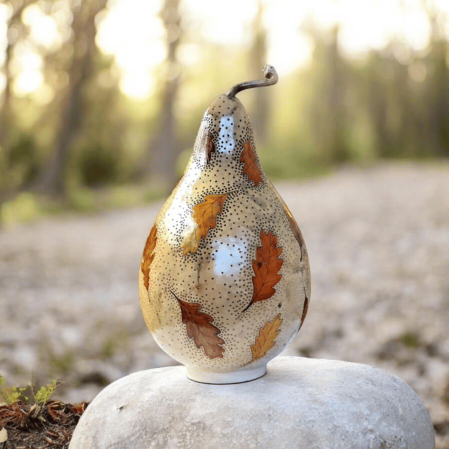 Autumn Oak Leaves Gourd Lamp