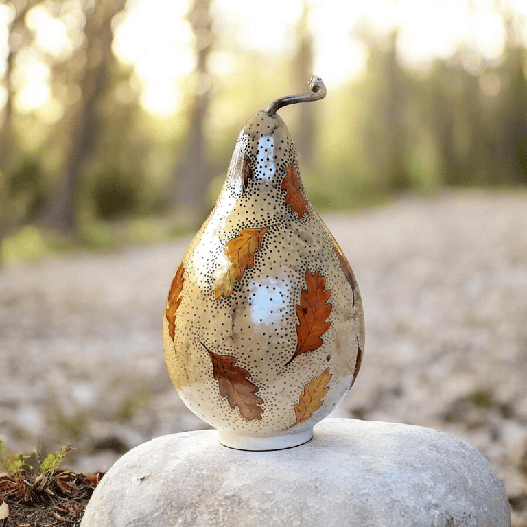 Autumn Oak Leaves Gourd Lamp