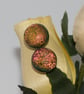 Orange-Red Dichroic Glass Earrings on Sterling Silver Studs - 2103 - Image 3