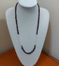 Garnet and Freshwater Pearl Necklace, Medium length, Silver clasp - Image 2