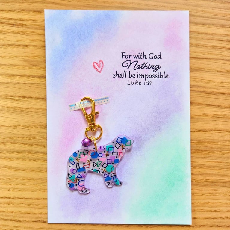 Dog keyring keychain geometric pattern Blessing card Bible verses card