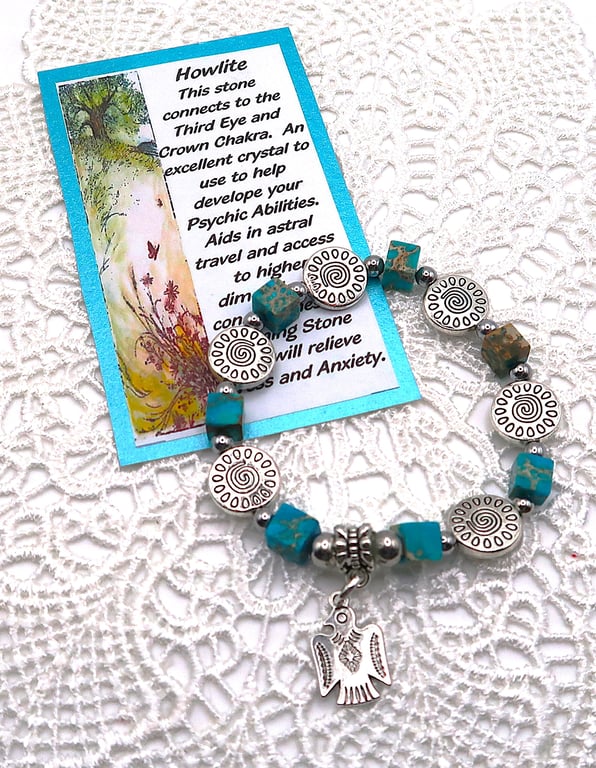 Howlite Shamanic Bracelet with Thunder Bird Charm