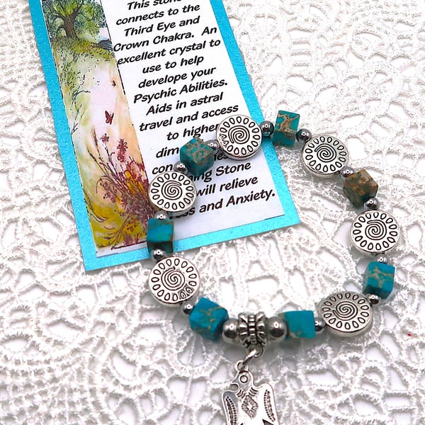 Howlite Shamanic Bracelet with Thunder Bird Charm