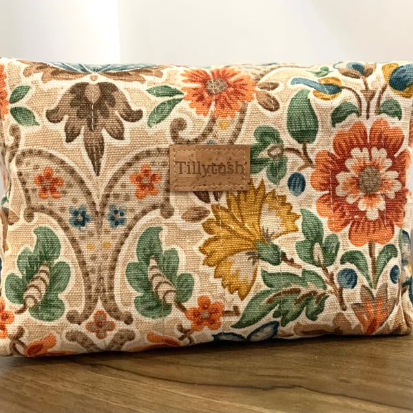 Handmade quilted boxy toiletry, makeup pouch