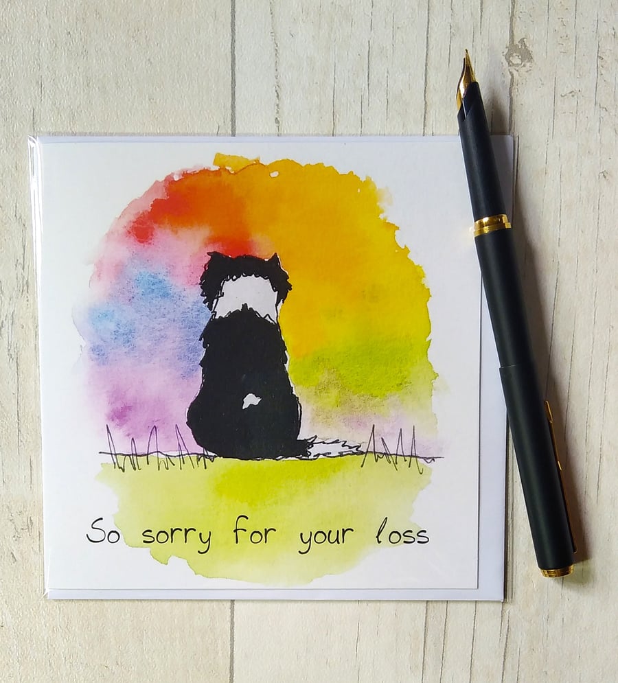 Border Collie sympathy card. Border Collie loss card, dog bereavement card.