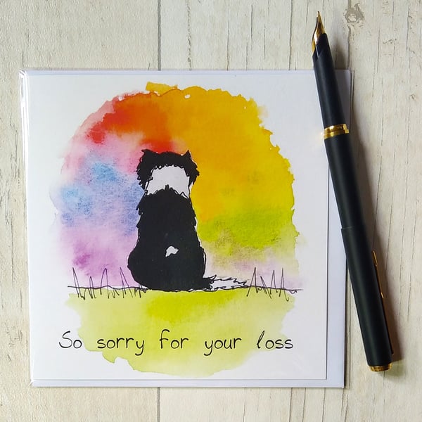 Border Collie sympathy card. Border Collie loss card, dog bereavement card.