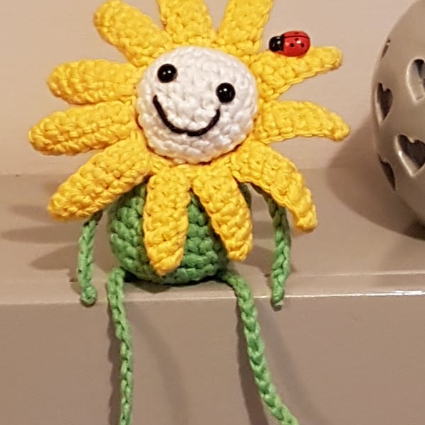 Happy crochet sunflower man