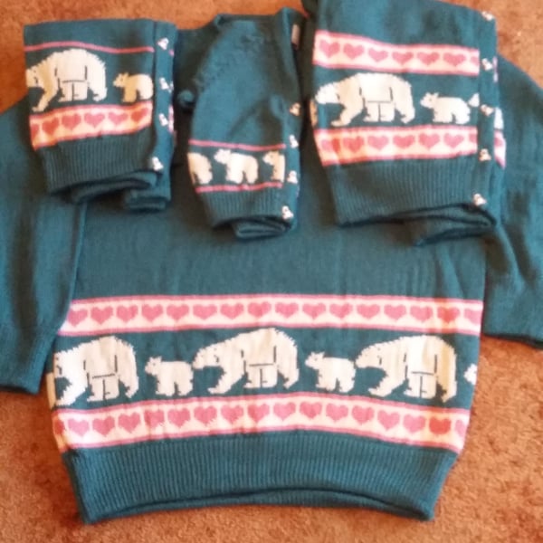 Polar Bear Cardigan for a child in machine wash wool