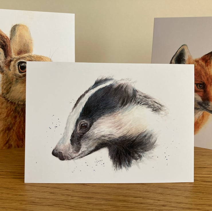 Handmade Wildlife Greetings Card - Badger Handmade Wildlife Greetings Card - Badger