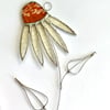 Stained Glass Echinacea Suncatcher - Handmade Window Decoration - Amber