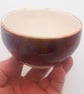 Stoneware Japanese inspired tea bowl, red with blue accents. - Image 3