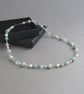 Sage Green Beaded Necklace - Mint Green Pearl and Crystal Necklaces - Jewellery - Image 1