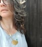 Abstract pebble pendant on glass bead necklace. - Image 2