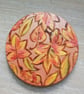 Set of two handpainted wooden coasters, metallic Autumn leaves.    - Image 3