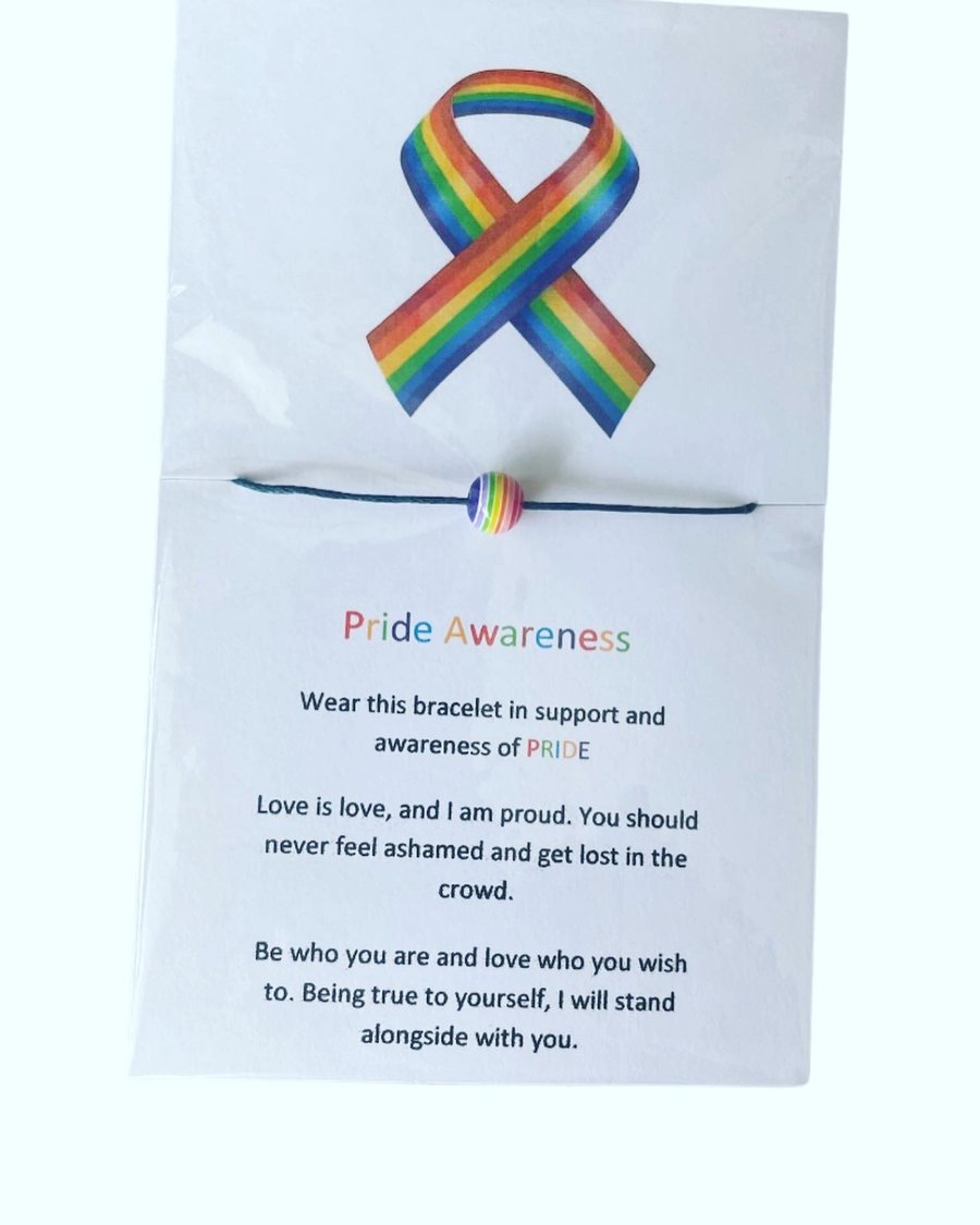 Pride awareness wish bracelet rainbow beaded corded bracelet in support 
