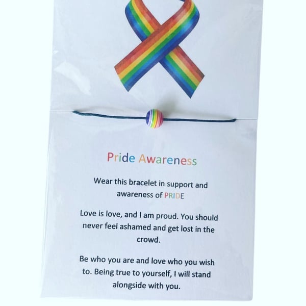 Pride awareness wish bracelet rainbow beaded corded bracelet in support 