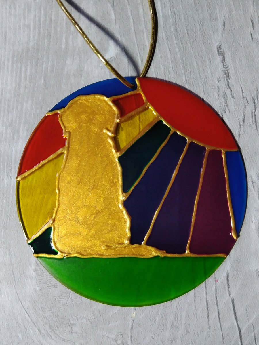 Pet memorial Golden Retriever Rainbow sunshine sun catcher decoration